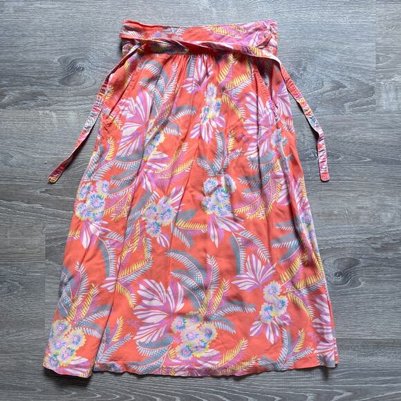 Vintage 70s Tropical Floral Wrap Skirt / Size XS 22"w / Rayon / Retro / Hawaii - Picture 1 of 7